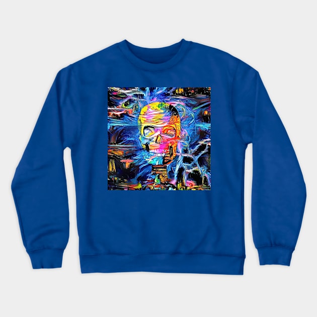 Skull surrounded by magic lights Crewneck Sweatshirt by rolffimages